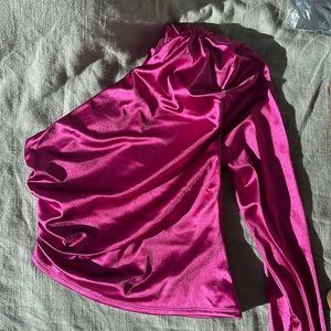 Express satin one shoulder top